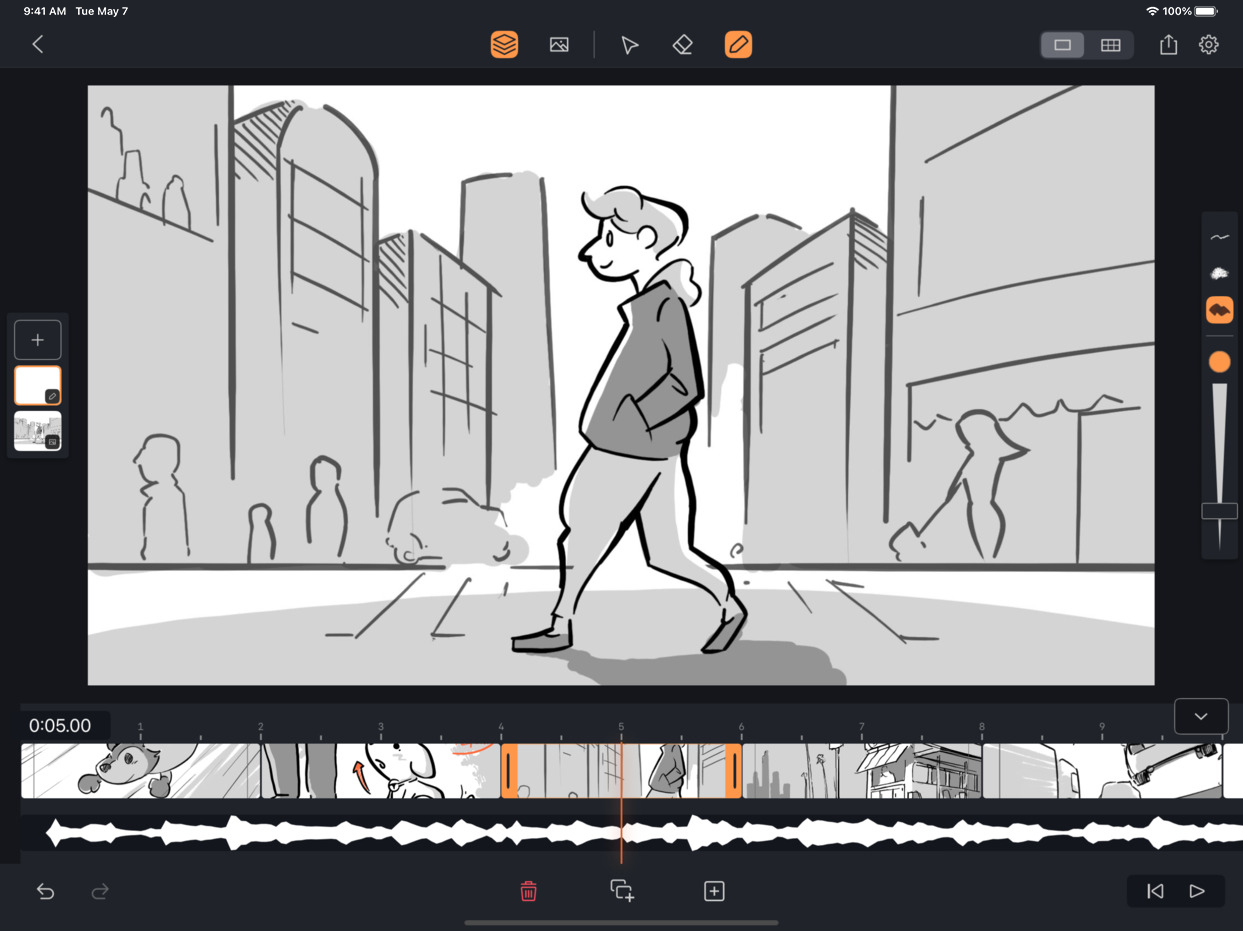 DROMI storyboarding app interface before redesign