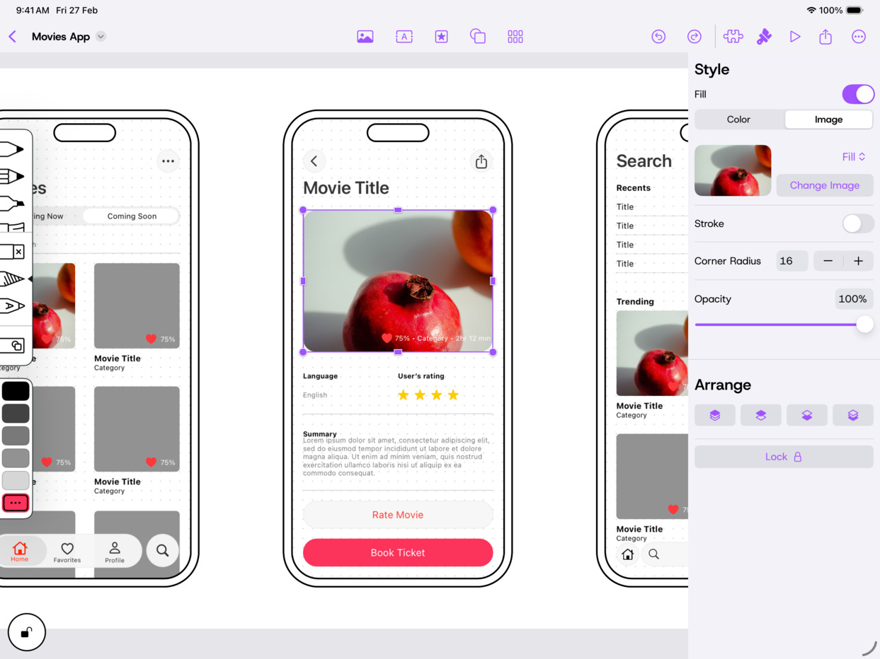 Mockup prototyping app interface before redesign