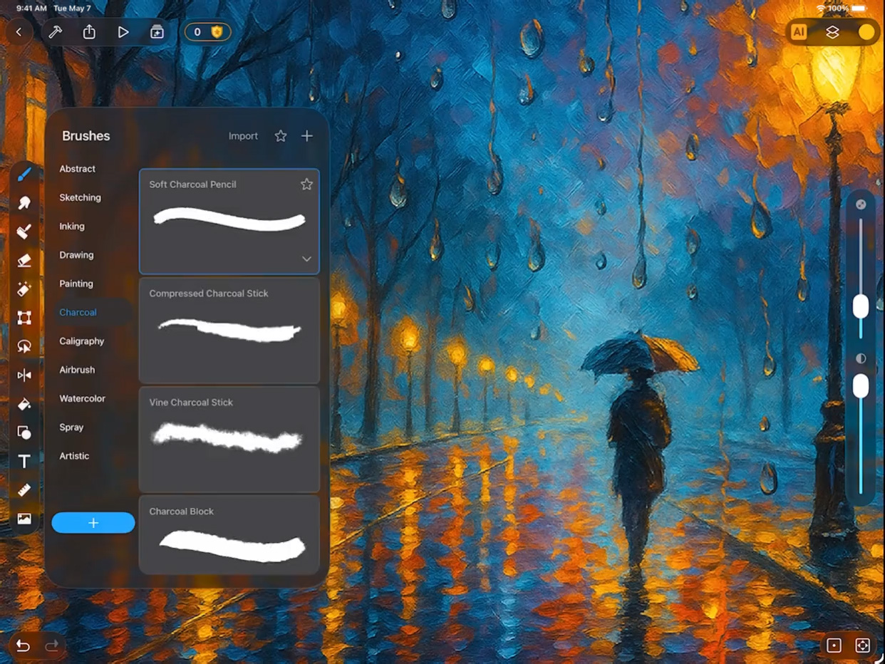 SketchPro painting app with Liquid Glass toolbar