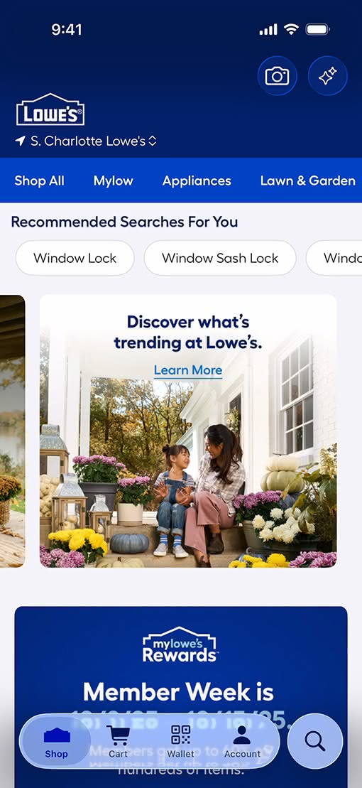 采用 Liquid Glass 设计的 Lowe’s App