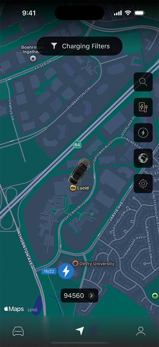 重新设计之前的 Lucid Motors App 界面