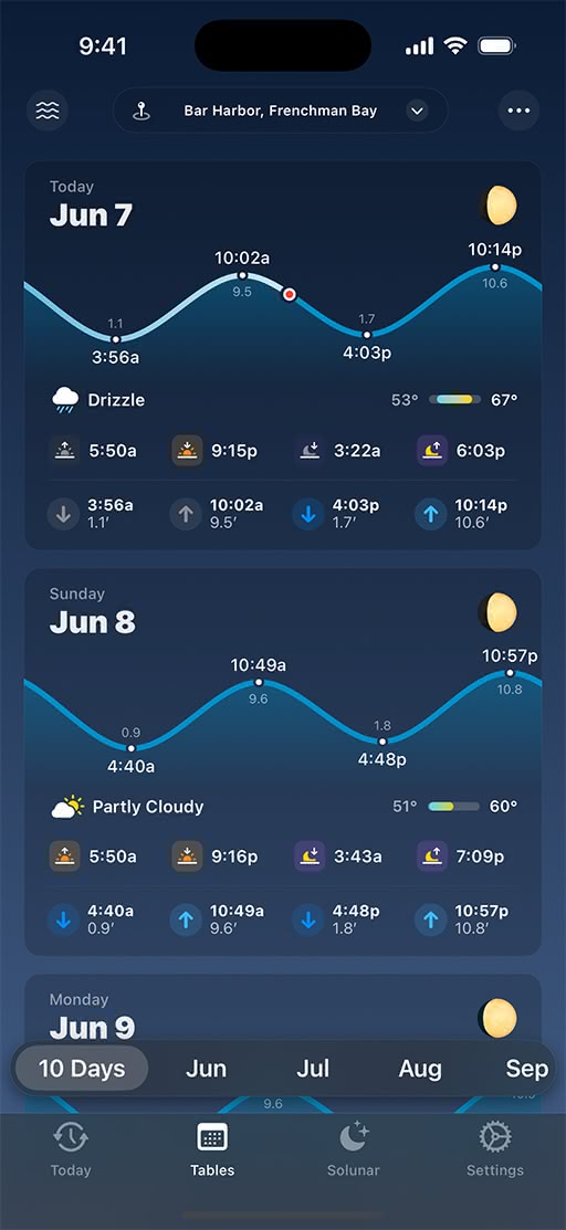 重新设计之前的 Tide Guide App 界面